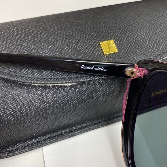 Linda Farrow Limited Edition Rose Gold Plated Black Shiny Oversized Sunglasses main image 11